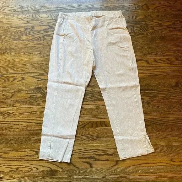 J. Jill linen stretch medium tall pants beige ankle pull on - Picture 1 of 12